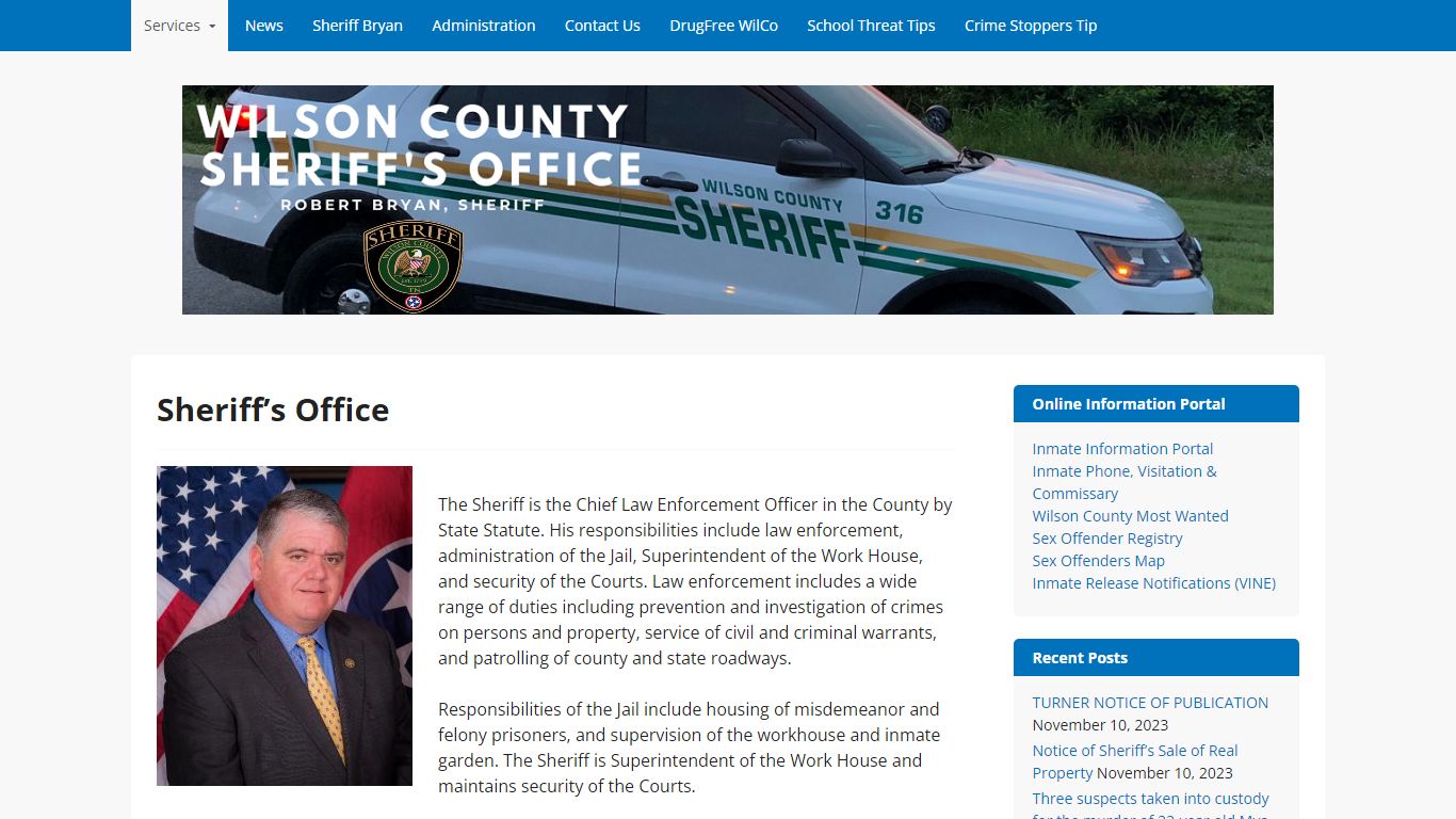 Wilson County Sheriff's Office – Robert Bryan, Sheriff
