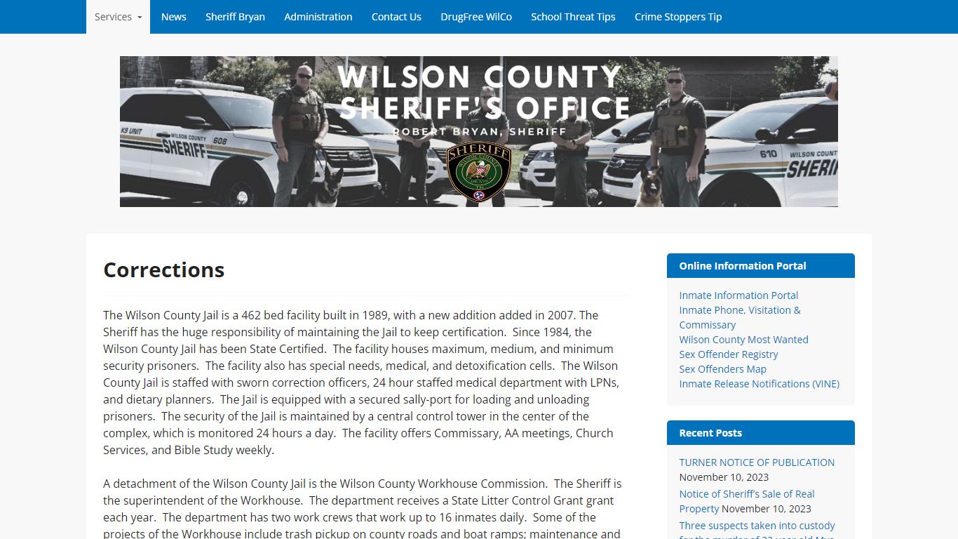 Corrections – Wilson County Sheriff's Office